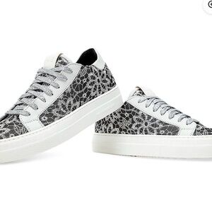 P448 Thea Mesh Floral Women's Black and White Lace Sneakers Sz 38